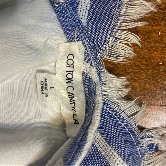 Cotton Candy Blue and White Striped Mini Dress - Picture 2 of 4